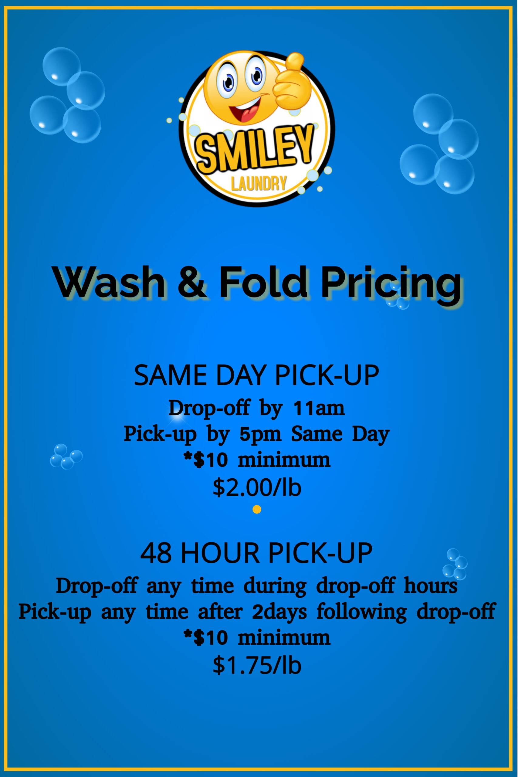 Wash & Fold pricing